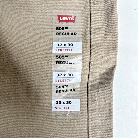 Levi’s 505 Regular Fit Men’s Jeans Size 32x30 NWT Khaki Tan Denim Straight Leg P - Picture 5 of 5